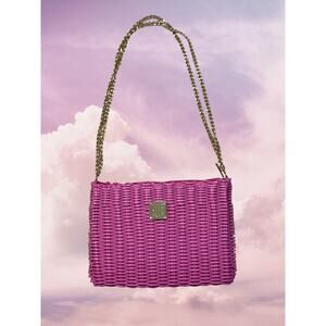 NEW Simply Southern Key Largo Barbie Hot Pink Gold Chain Woven PP Crossbody Bag